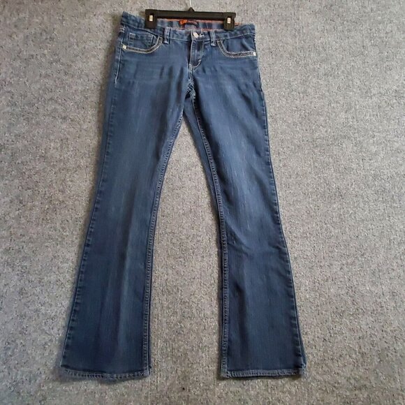 Levis Boot Cut Stretch Jeans Girls Juniors Sz 16 Blue Denim Flap Pockets 28x27 - Picture 2 of 14